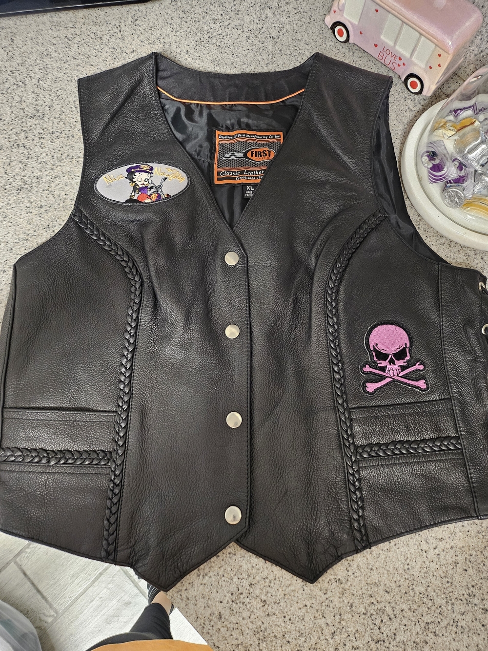 First Classics Women's Leather Motorcycle Vest Size XL
